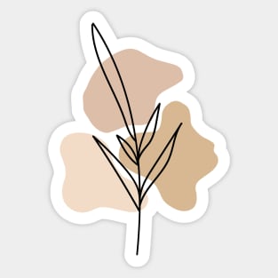 Modern  Abstract Shapes  leaf  Warm Tones  Design Sticker